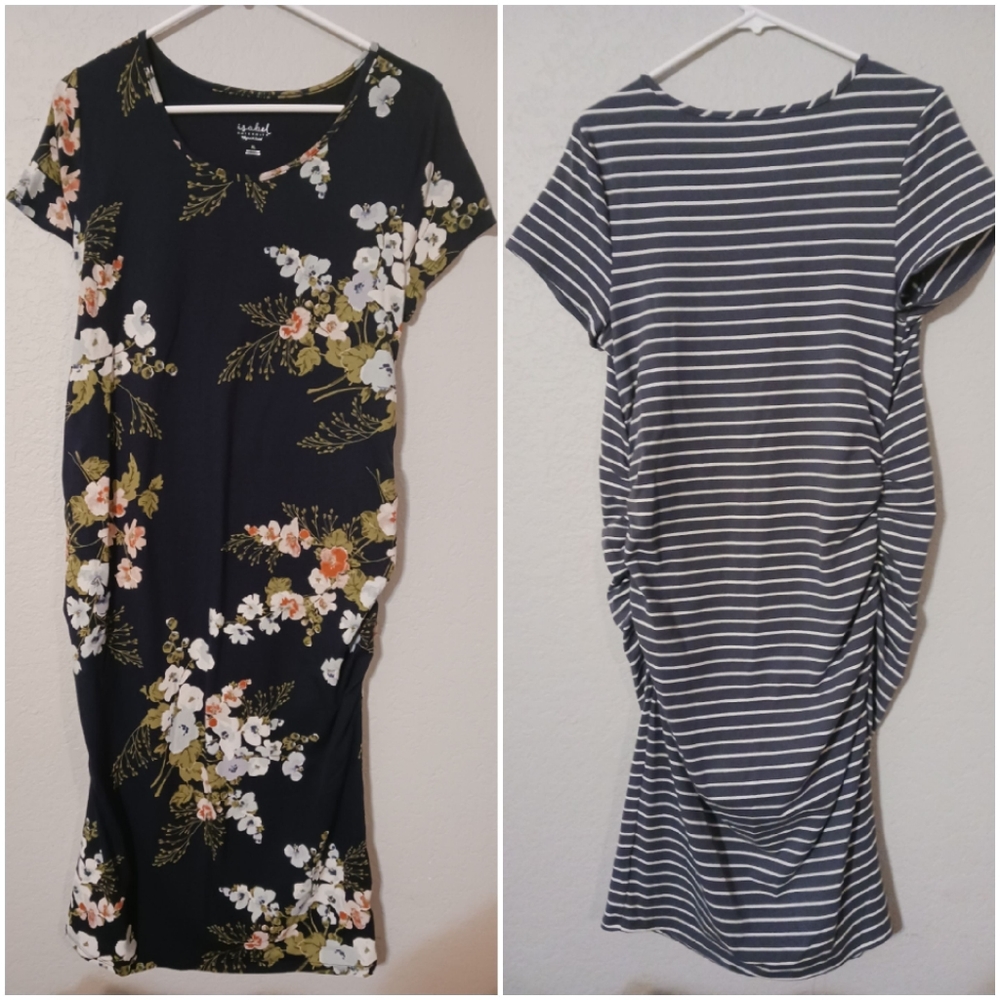 Maternity Maxi t shirt ruched knit dress lot